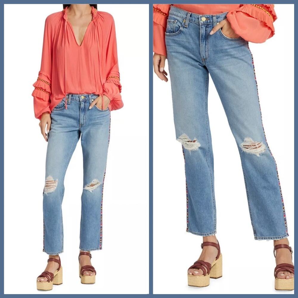 RAMY BROOK Rosie Boyfriend Mid-Rise Distressed Jeans Size 28